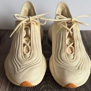 Women's Cream Knit Lace-Up Sneakers